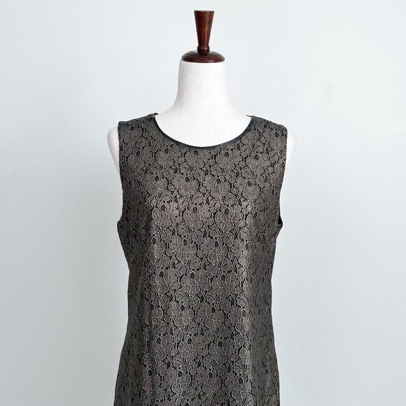 Tahari Gold Metallic Lace Sleeveless Fran Dress NWT - Picture 4 of 12